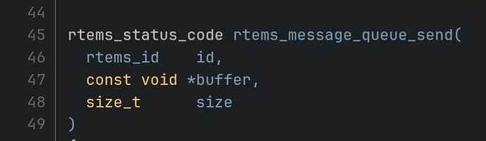 rtems send function current parameters