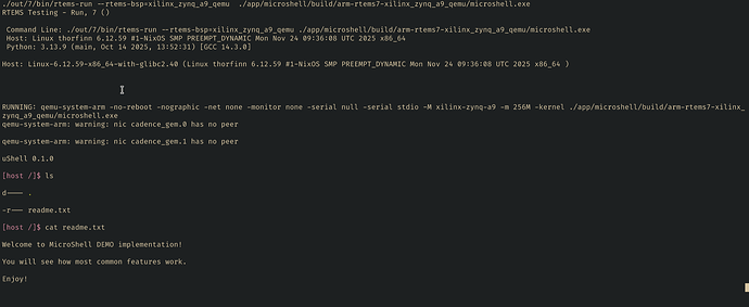 microshell running under arm/xilinx_zynq_a9_qemu